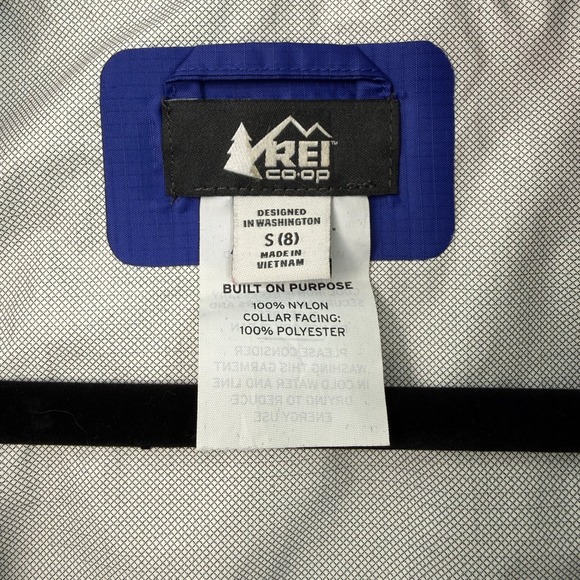 REI Co-op Rain Jacket Kids 8 Blue Hooded Waterproof Outdoor Gorpcore - Picture 3 of 9